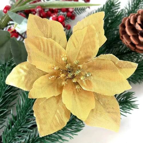 10Pcs Artificial Flowers Christmas Decoration 13CM Xmas Tree