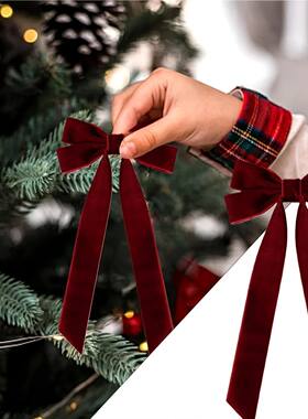 1pc 10 Inch Red Christmas Tree Bow, Velvet Ribbon Bow Christ