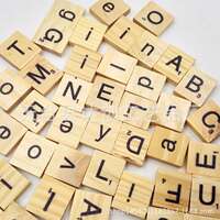 100Pcs Wooden Alphabet Scrabble Tiles Black Letters & Nu thumbnail 3