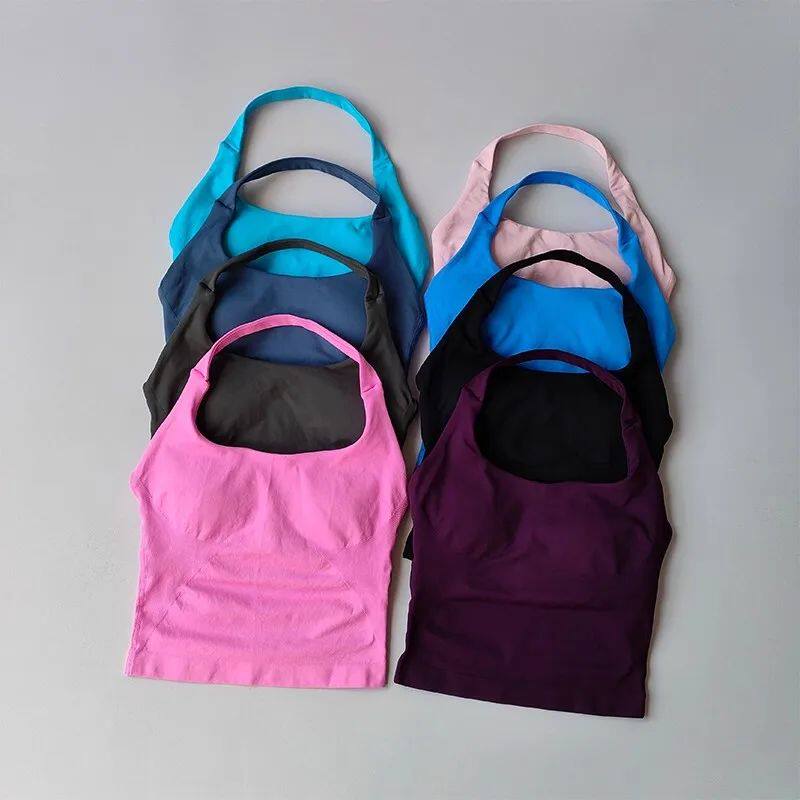 Neck Halter Shockproof Sport Longline Strappy Top Halterneck