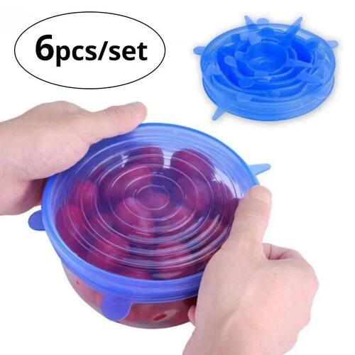 6pcs Reusable Silicone Stretch Lids For Food Bowls - Multifu