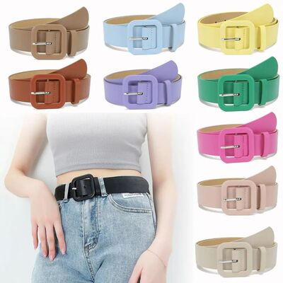 Fashion Vintage Strap Female Waistband Women Belt Square Buc