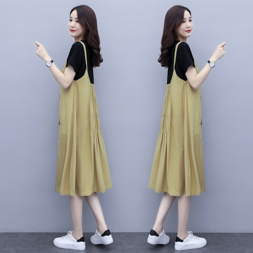 孕妇装夏装潮妈孕妇裙夏季时尚款过膝减龄宽松孕妇连衣裙夏天裙子