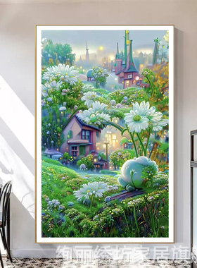 绿色小雏菊小屋新品十字绣2025新款线绣客厅简约小件玄关手工刺绣