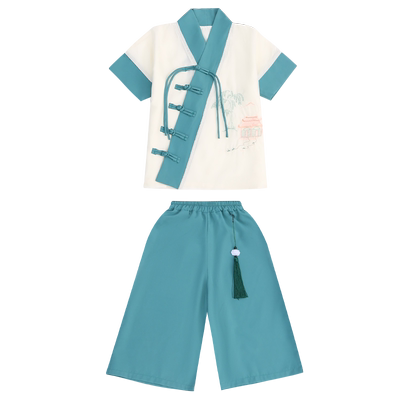 汉服唐装男童夏季表演服套装古风