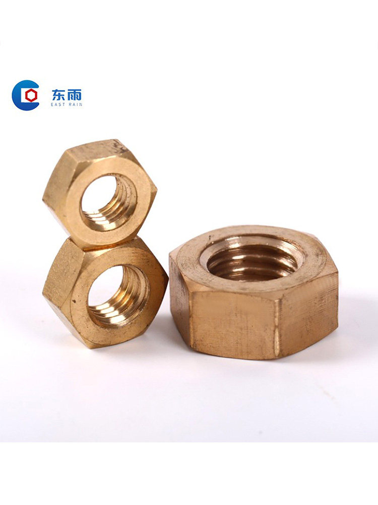 东雨五金现货供应电焊机铜螺母纯黄六角罗帽6m810国标坚固件烟