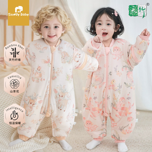 婴儿睡袋秋冬加厚宝宝分腿防踢被