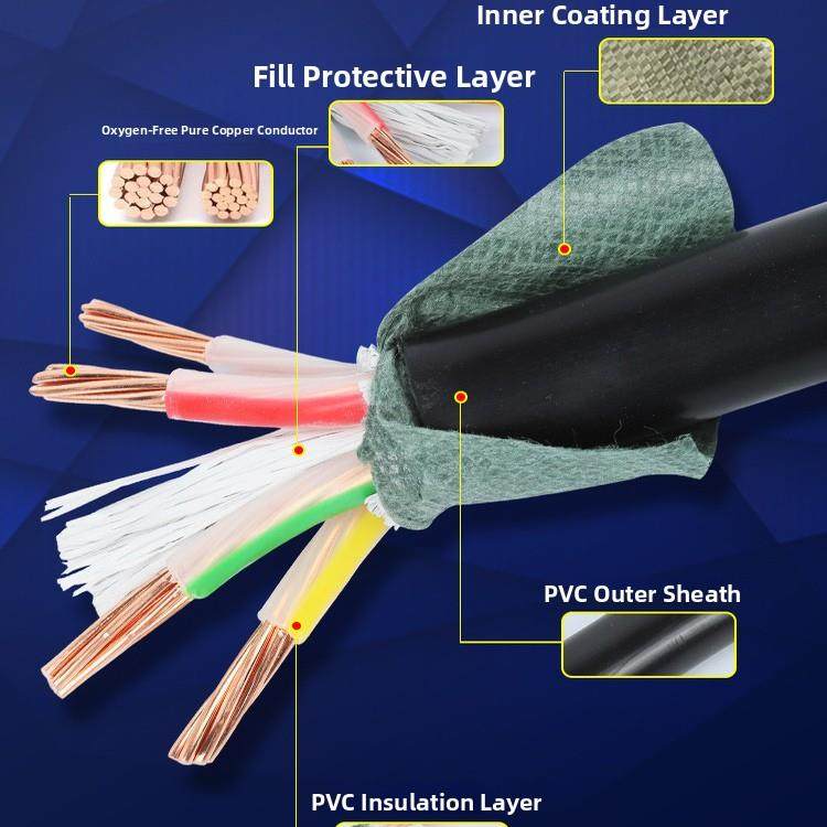 国标电线Yjv2/3/4/5芯X1.5/2.5/4/6/10方纯铜芯充电桩电缆