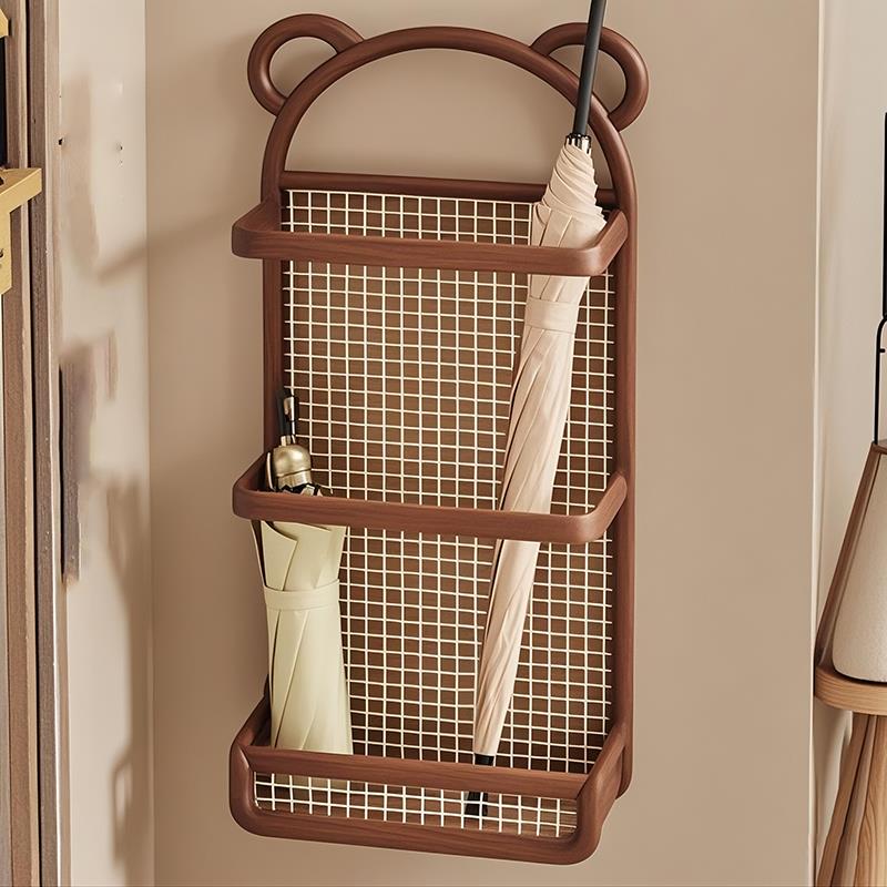 雨伞收纳层架壁挂式家用门口放伞置物架子公司门后装伞桶沥水放置