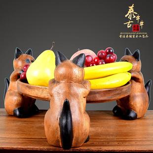 泰国进口实木家居果盘东南亚复古风原木水果盘干果盘木质工艺品