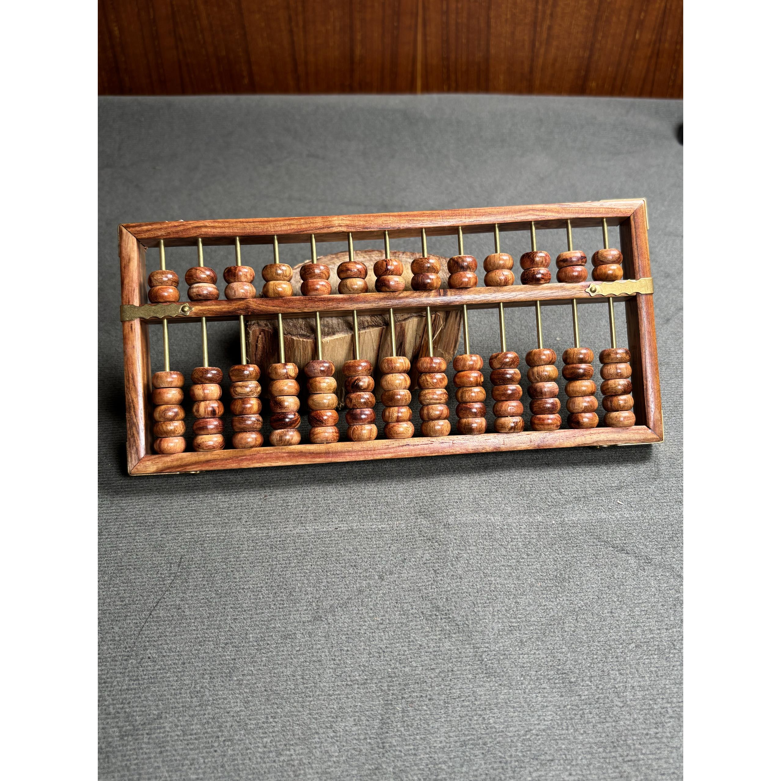 海南黄花梨传统木质老式儿童算盘抓周道具小学生专用珠心算13档