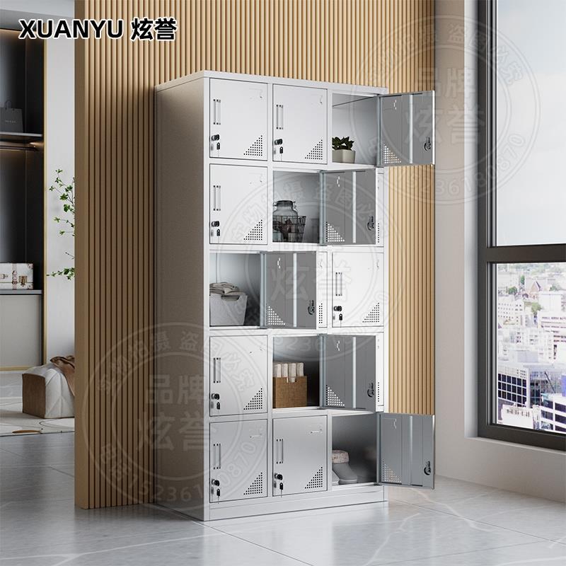 304不锈钢十五门更衣柜员工柜鞋柜多门柜201挂衣铁皮柜收纳储物柜