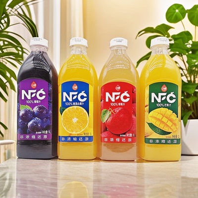 【整箱8瓶】动康NFC100%纯果汁1L大瓶苹果葡萄橙混合果汁饮料