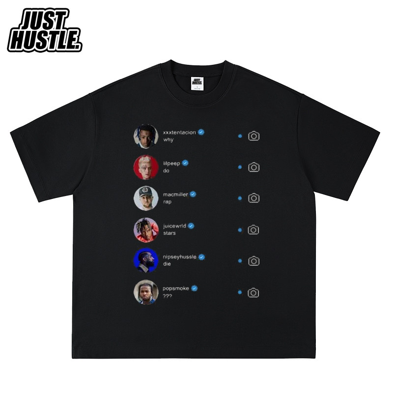 说唱XXXTentacion Juice WRLD PEEP T恤短袖嘻哈Rap纯棉小领口
