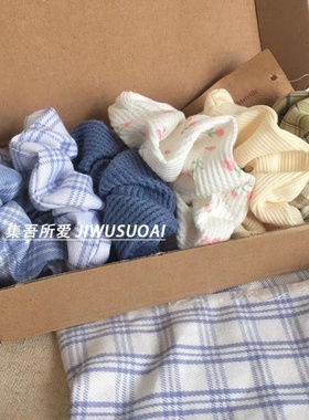 Brandy少女~加州BM蓝白格子IU大肠发圈发绳可爱韩国发饰网红JK