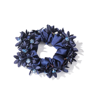 菲啵尔手工水晶花朵缎面头花发圈高档气质头绳扎马尾绑头发绳发饰