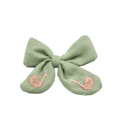 天鹅刺绣发夹少女简约蝴蝶结