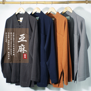 春秋亚麻僧服短褂出家师父和尚小褂僧人大褂长褂厚款亚麻僧衣四季