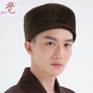 僧人围巾帽子 僧衣僧服僧帽 保暖围巾觉牌咖啡色双面Y毛绒围巾冬