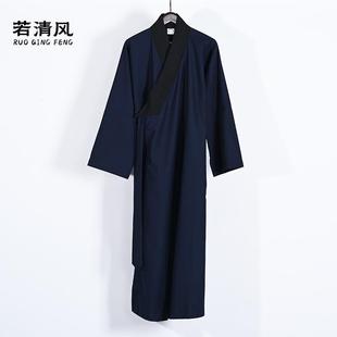 新款春夏秋三清黑领哔叽道袍长褂道服男女款武当长褂道士衣服斜襟