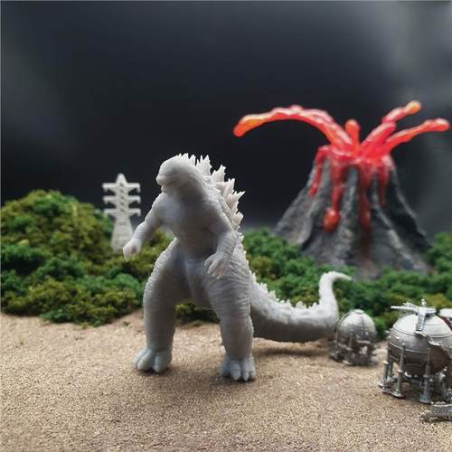 潮玩DIY手工 怪兽之王电影系列行走哥斯拉 1/43人偶模型场景白模