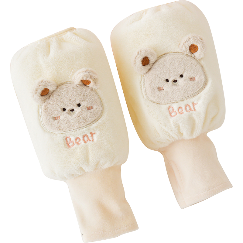 袖套带手套一体二合一男女款秋冬季儿童保暖学生写字护袖防脏套袖