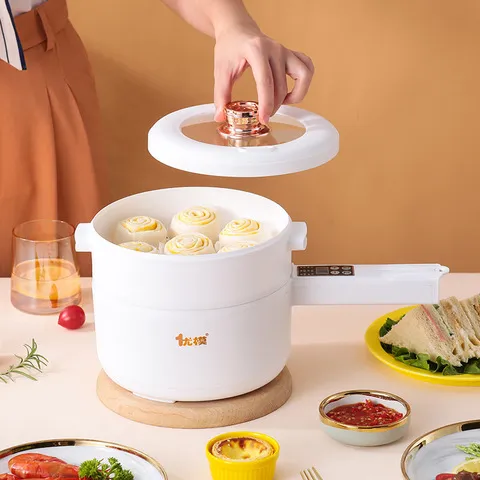 现货多功能迷你电热锅智能110V不粘锅宿舍家用智能电炒锅电煮锅