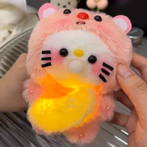 kt猫会捏捏乐凯迪猫发光手工毛绒挂件录音吐泡玩偶diy吱吱叫月亮