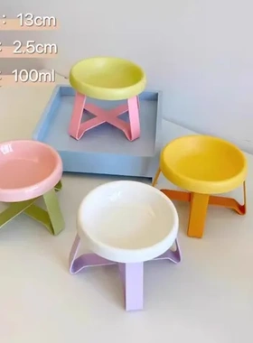 宠物碗猫碗喝水碗猫咪碗狗狗碗架新款下巴飞碟PE带pecolo吃饭防黑