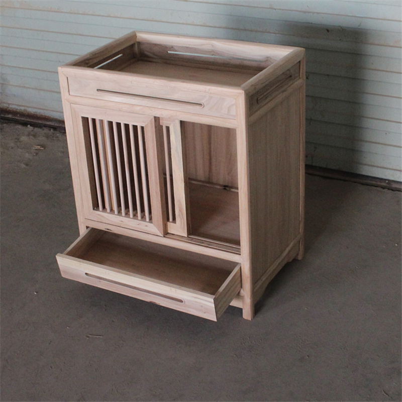 新中式风老榆木白坯储物柜