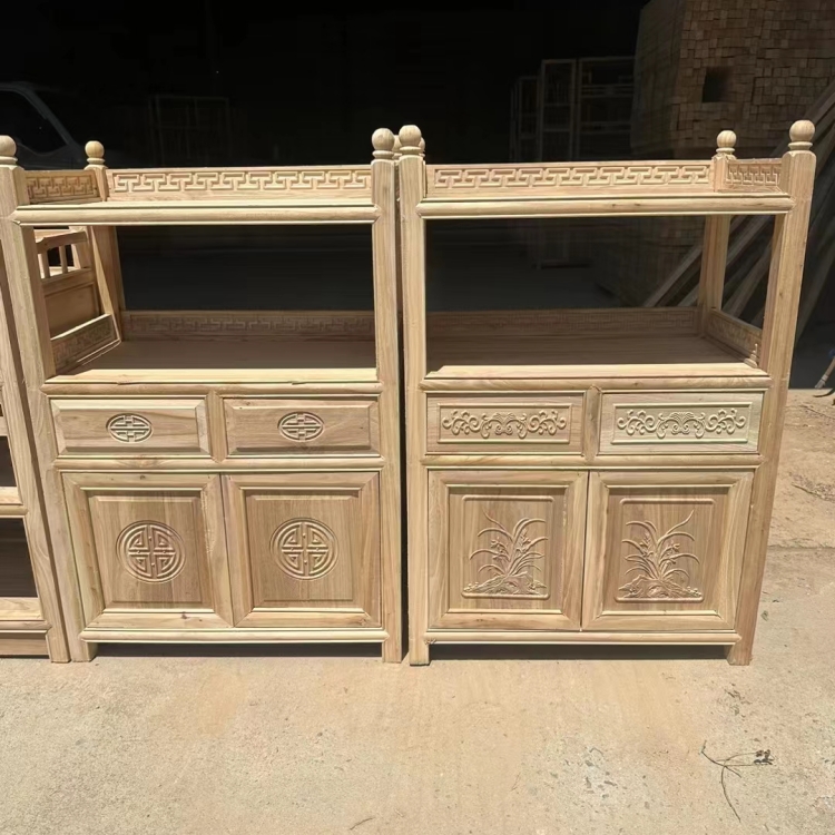 中式老榆木白胚储物柜