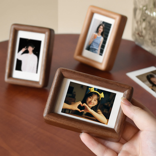 拍立得相框摆台实木框迷你小3寸相框照片定制diy专用周年照片打印