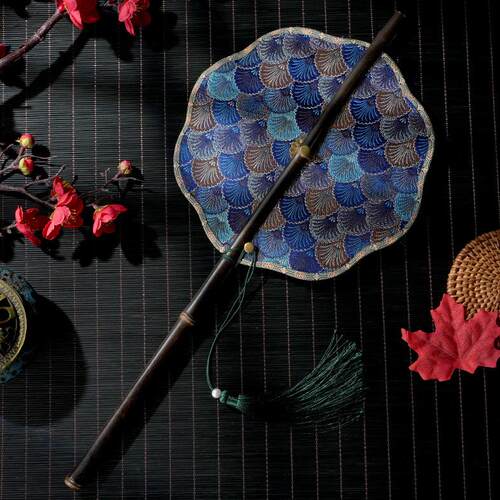 高品质半透明古风汉服团扇长短柄宫扇圆形扇子跳舞蹈中国风古典女