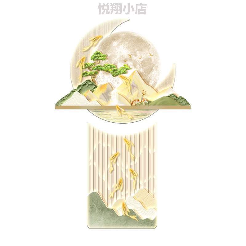 创意壁画装饰画挂组合风入户@高级感九鱼奶油图走廊过道灯光玄关图片