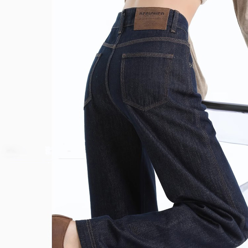 深蓝色窄版阔腿牛仔裤女夏季薄款2025新款百搭梨型身材直筒裤子女,女装/女士精品,牛仔裤,淘宝优惠券,粉丝福利购,淘宝优惠卷