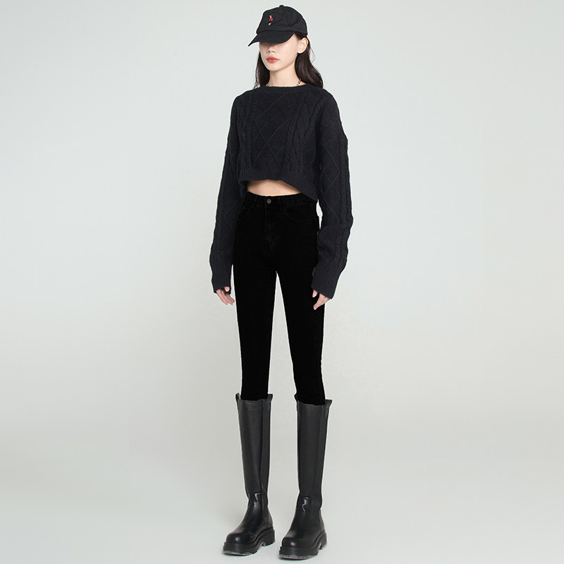 黑色紧身牛仔裤女春秋百搭2025新款高腰打底铅笔裤小脚裤靴裤子女