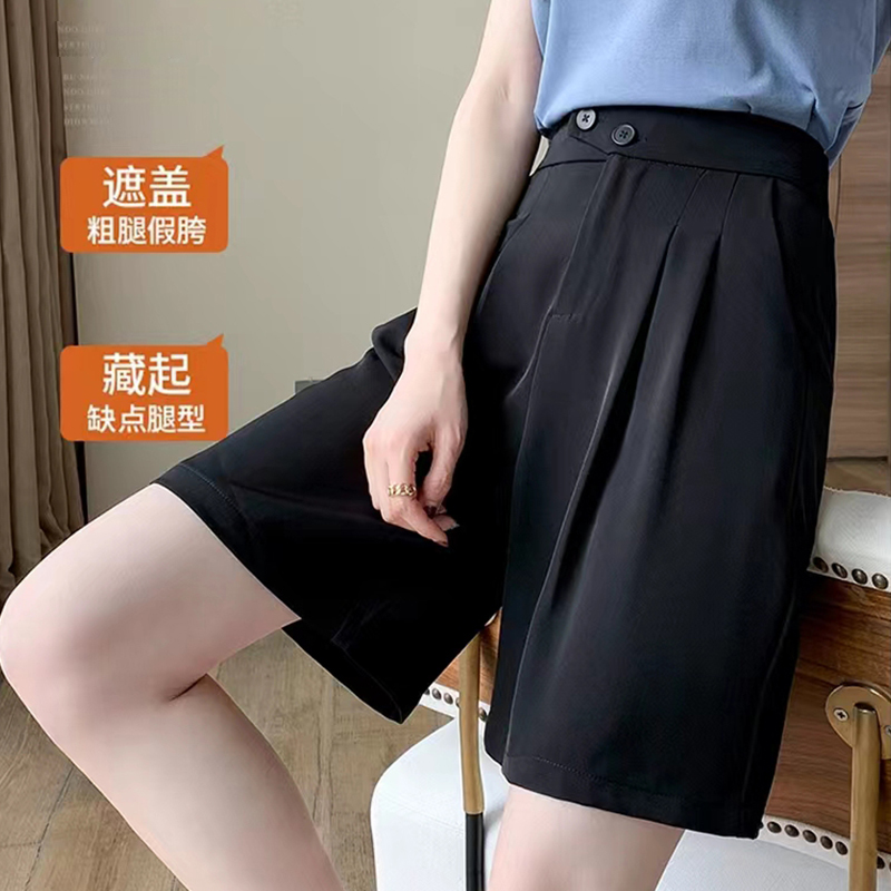 芭莎双扣西装五分裤新款休闲时尚短裤夏季薄款百搭显瘦裤子