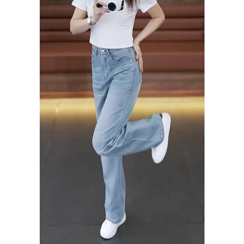天丝阔腿牛仔裤女夏季薄款2026新款高腰显瘦大码小个子直筒休闲裤