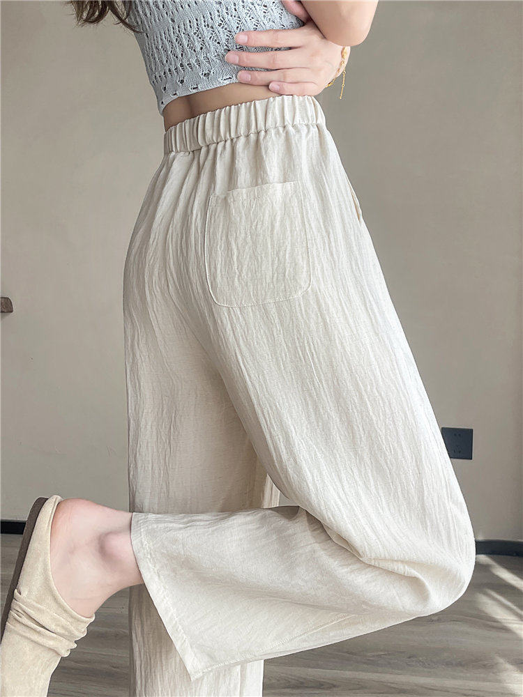 冰丝阔腿裤女夏季薄款2025新款高腰直筒垂感小个子天丝九分休闲裤