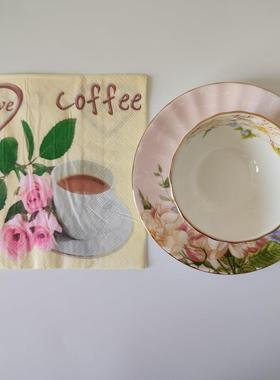 Love Coffee Paper Napkins Party Supplies 咖啡馆玫瑰花餐巾纸