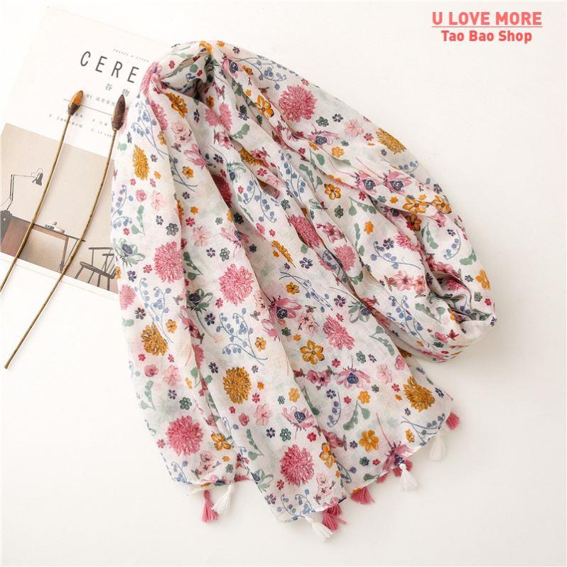 2023 Spain Lovely Polka Floral Tassel Viscose Shawl Scarf
