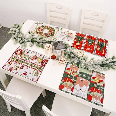 Christmas decorations knitting cloth table mat 圣诞装饰餐垫