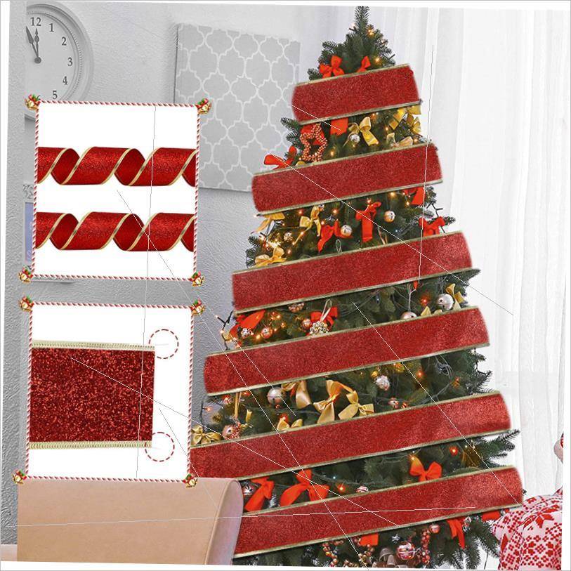 Christmas golden onion fans with Christmas tree ribbon