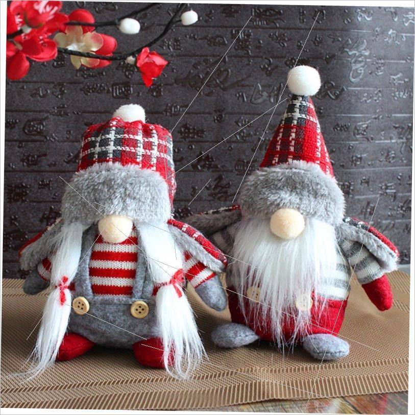 Christmas faceless doll Forest old man wearing plaid hat