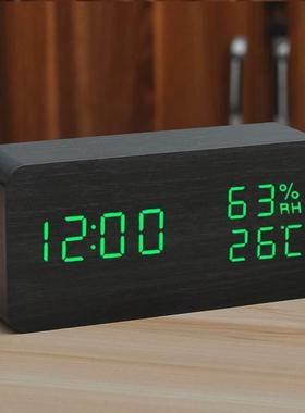 Alarm clock bedside luminous electronic clock LED wooden闹钟