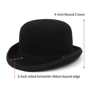 Wool Felt Fedora019 Derby Bowler Hat 羊毛呢卷边圆顶礼帽爵士