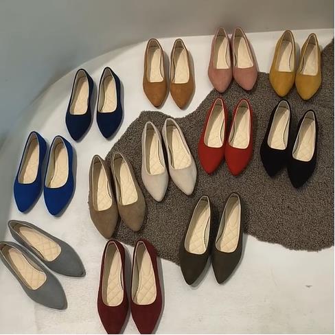 ladies suede loafer pointed shoe women flat shoes size 42 43