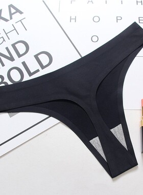 女士冰丝无痕一片式内裤低腰丁字printing G-string tbacks thong