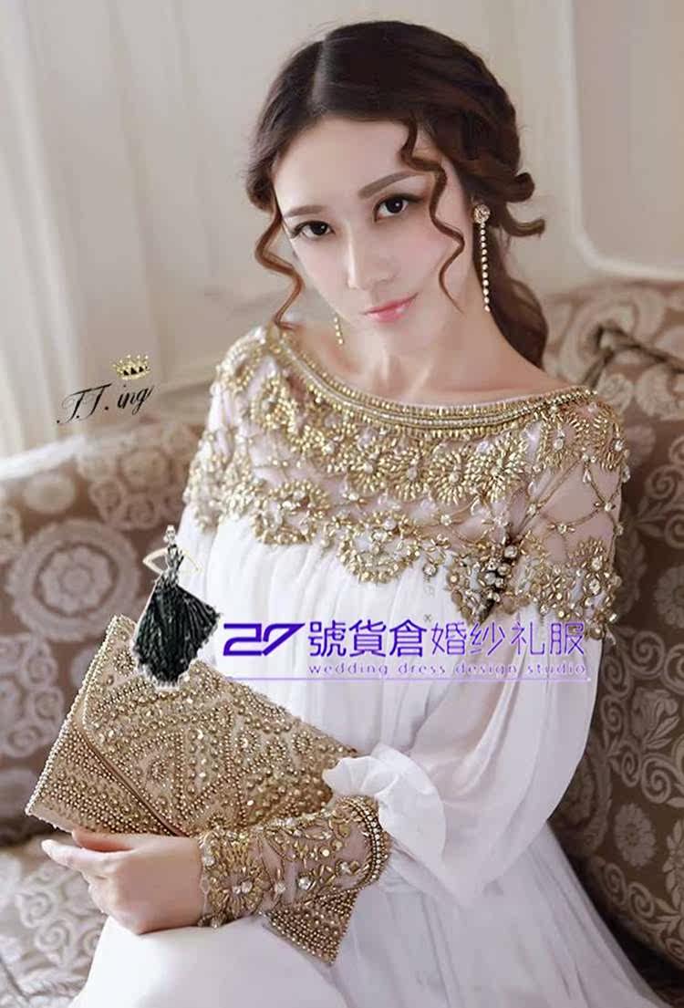 白色长裙手工缝珠长袖海滩裙影楼拍照婚纱特色礼服新款婚纱影楼|ruв категории Женская одежда, Cвадебные платья, свадебное платье - от Buy2taobao.com для оказания профессиональной услуги покупки агента Taobao