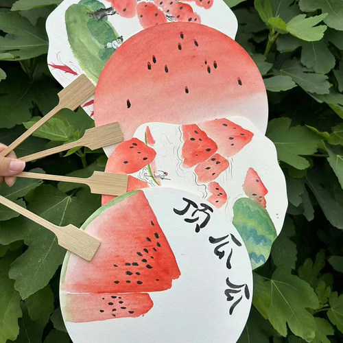 当天发货丨西瓜扇子diy手工团扇